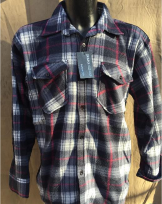 Chemise B cheron Homme Polaire Carreaux GRISE ET ROUGE
