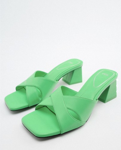 【いち】 New Zara MID HEIGHT BLOCK HEEL SANDALS ,Size 8 US,Color