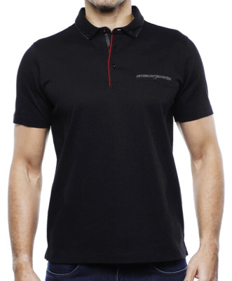 Visconti Black Men's Short Sleeve Mesh Polo shirt, Black, M