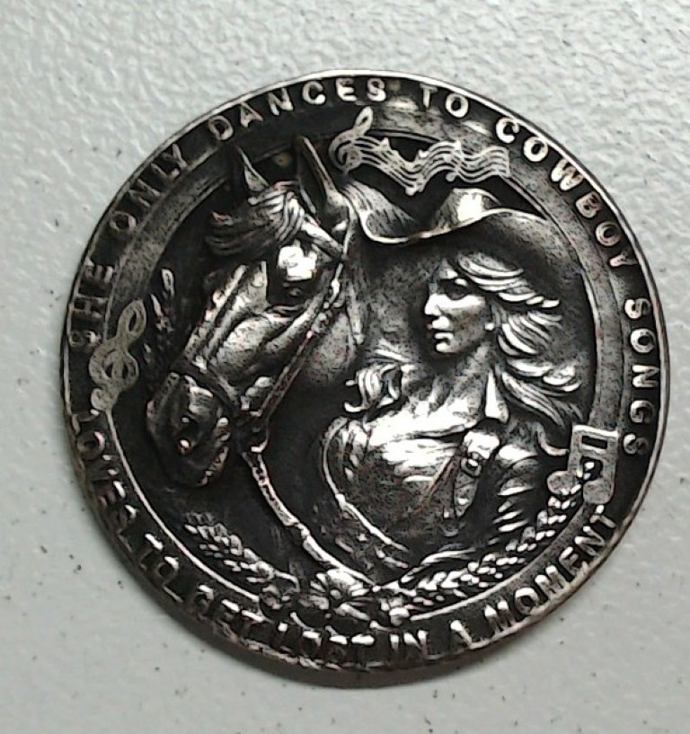 HOBO Cowgirl And Horse Made A From REAL WWII Silver Nickel SIGNED