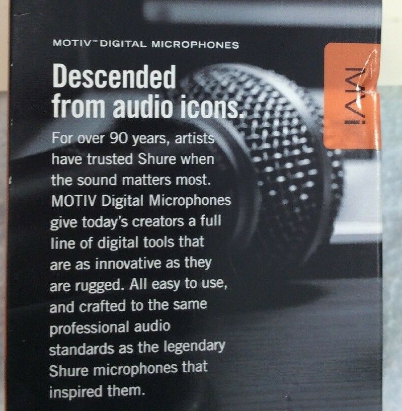 Shure Motiv MVi Digital Audio Interface USB & Lightning Cables Incl MVi-LTG NEW