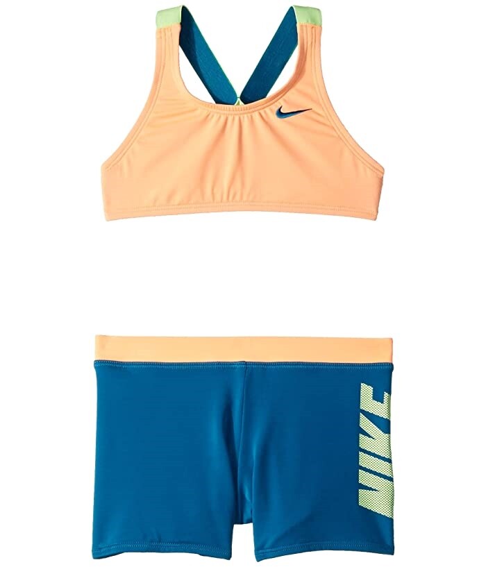 Nike 237287 Girls Rift Prism Sport Bikini Set Swimwear Orang/Blue Size X-Small