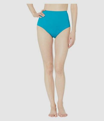 $38 Maxine Of Hollywood Blue Solid High Waist Full Bikini Swim Bottoms Size 8