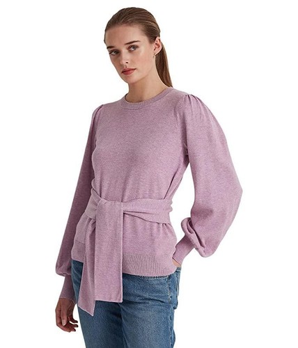 

Свитер из смесового хлопка с поясом Lauren Ralph Lauren, фиолетовый, размер, Purple
