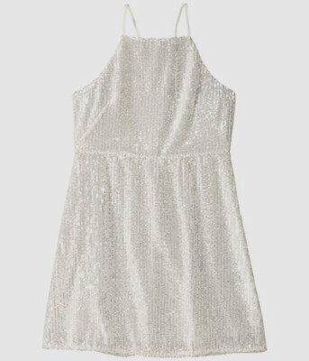 $120 Bardot Junior Kids Girl's Ivory Sleeveless Beaded Mini A-Line Dress Size 18