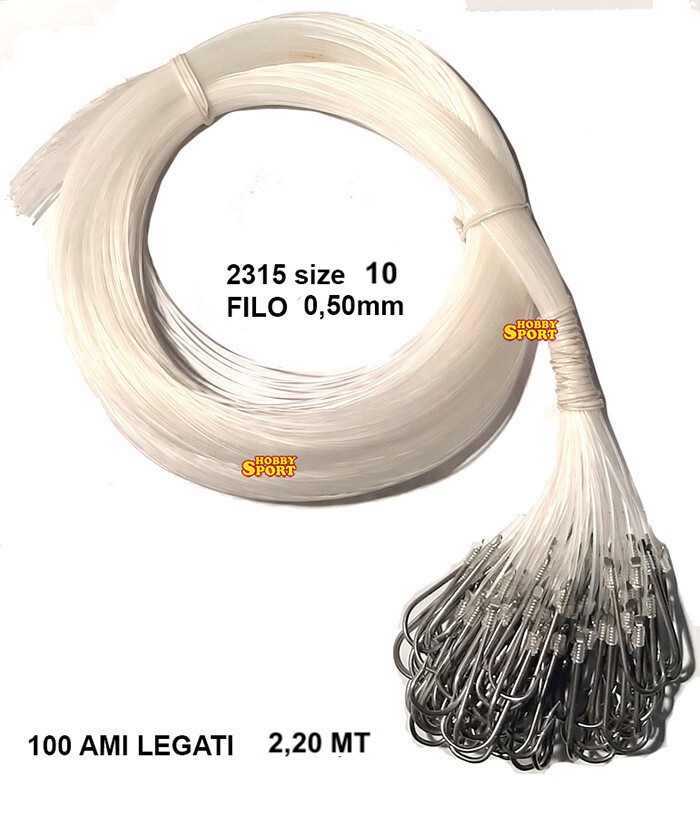 100 AMI LEGATI PALAMITO 2,20 MT FILO 0,50 MM AMO 10 SERIE 2315 TIN PESCA MARE