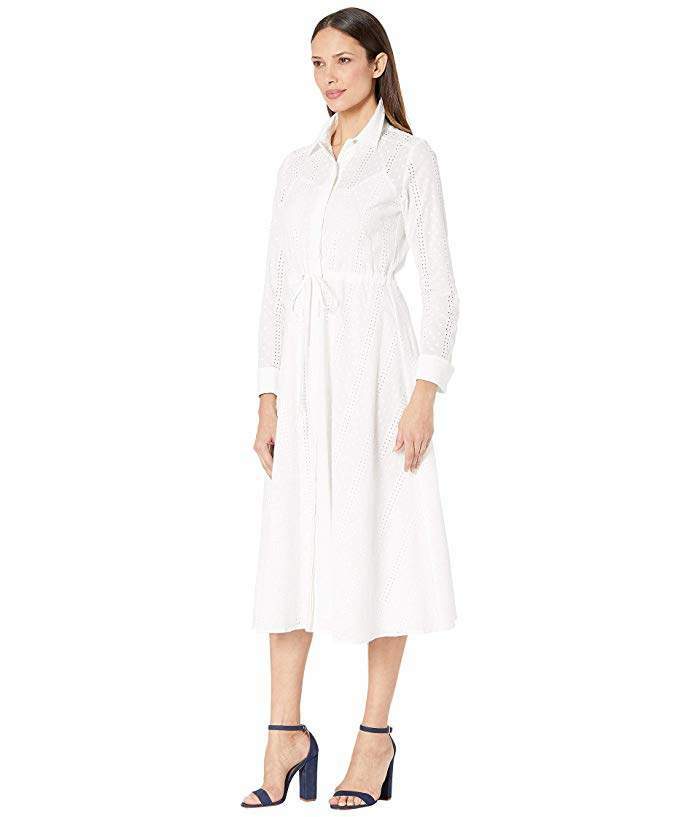 Calvin Klein NWT Современное БЕЛОЕ хлопковое платье-рубашка миди размера 2, 4, 6