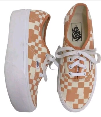 VANS Authentic Stacked Multi Check Sandstone Platform Shoes Women's Size 8 BNIB