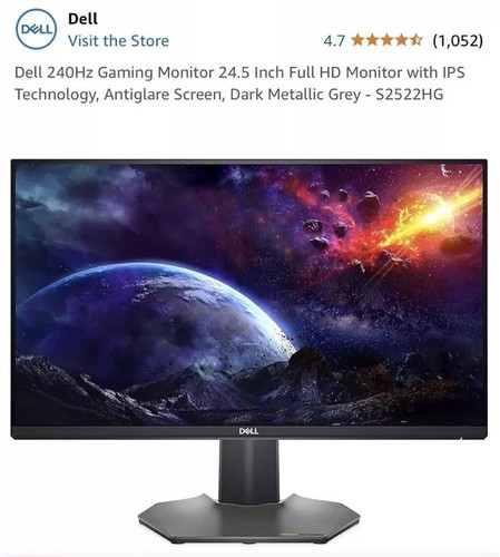 Dell 240hz Monitor Gaming Monitor 24.5 Inch Full HD monitor