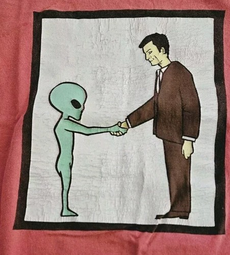 Rare Vintage 90s 1994 Helmet Alien Handshake Band Tee Shirt
