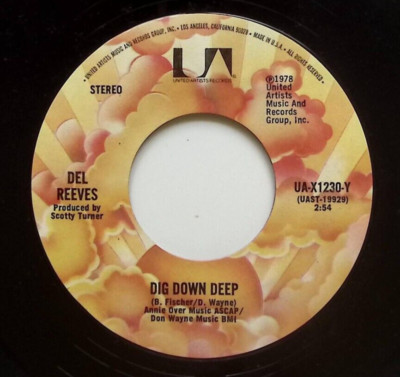 DEL REEVES DARLIN' I LOVE YOU/DIG DOWN DEEP UNITED ARTISTS RECORD VINYL 45 65-99