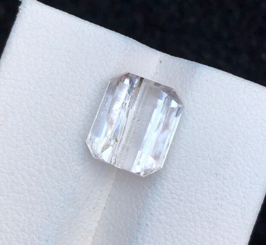 5.40 Carat Natural Cut kunzite emerald shaped  loose gemstone from Afghanistan.