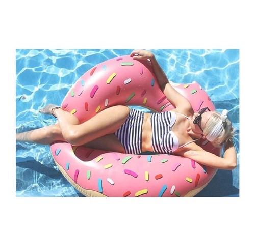 Inflatable Giant Donut Ring Float Pink Swimming Pool Tube 120CM Keedi & ball