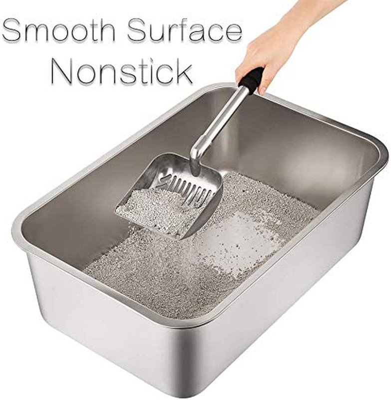 Stainless Steel Litter Box for Cat and Rabbit, Large Size with Extra High Sides
