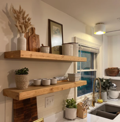 Solid Oak Wooden Floating Shelves Natural Wood Shelf Shelving Free Brackets