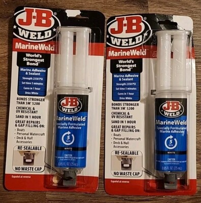 2)J-B Weld 50172 MarineWeld Syringe for Fiberglass,Metal, Aluminum, Wood,Plastic