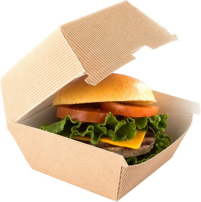 4 X 4 X 3.8 Inch Burger Boxes 100 Clamshell Food Containers - Hinged Lid Disposa