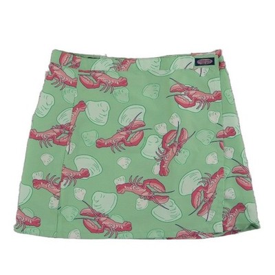 New Vineyard Vines Wasque Wrap Skirt Women's Size XS Green Lobster Shell Print