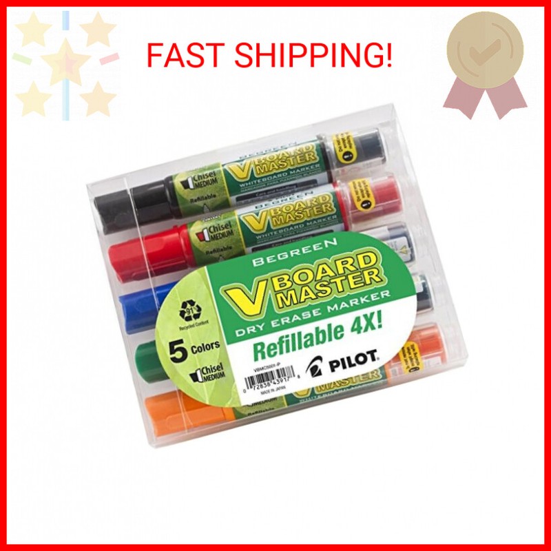 PILOT V Board Master Refillable Dry-Erase Markers, Medium Ch