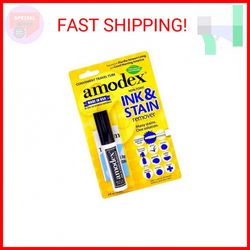 Amodex Ink & Stain Remover Traveler 0.5oz Bottle with Built-in Brush