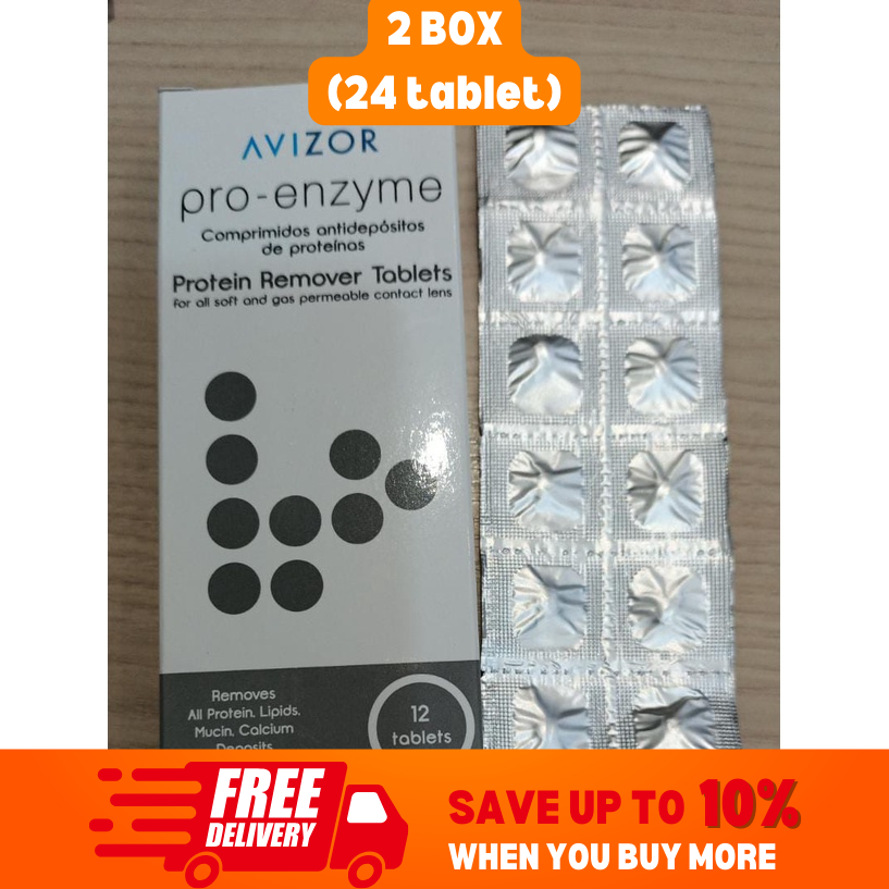 2 Boxes Avizor PRO-ENZYME Protein Remover Tablets Contact Le