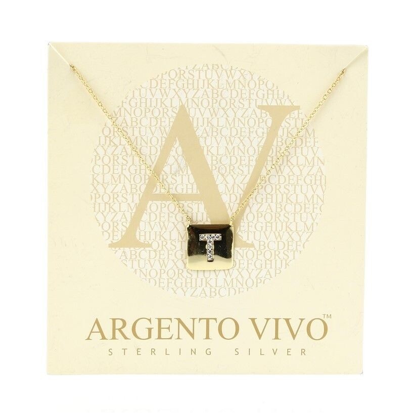 Argento Vivo 121506 Gold 'T' Cubic Zirconia Initial Pendant Necklace $78
