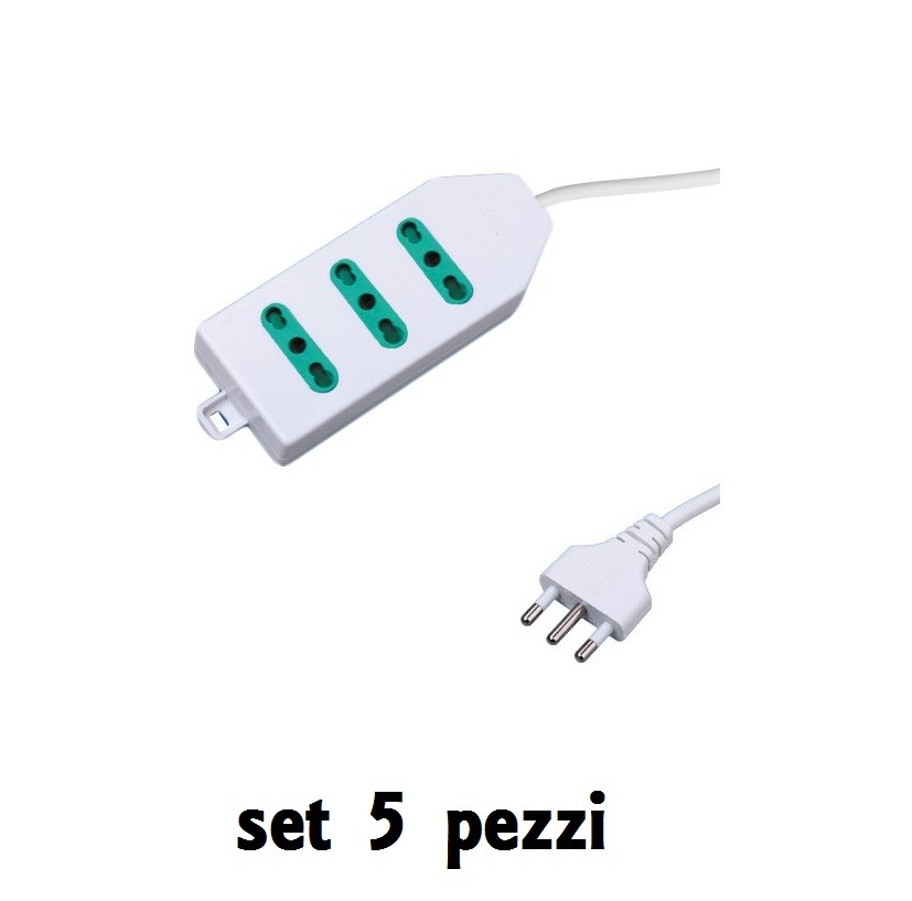 Set 5 Pezzi Multipresa Elettrica Bipasso 3 Posizioni Linq