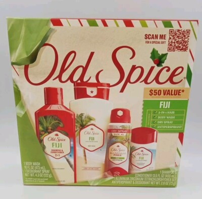 Old Spice Holiday  Edition Gift Set Fiji Body Wash Antiperspirant Deodorant   