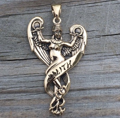 Large Goddess Lilith Pendant in Bronze Sumerian Goddess jewelry