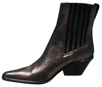 Pre-owned J Donald Pliner Western Couture Metallic Pig Leather Boot Shoe Goring $625 In Gray