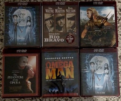 Lot of 6 HD-DVD Movies TROY PHANTOM OF THE OPERA CORPSE BRIDE OMEGA MAN RIO BRAV
