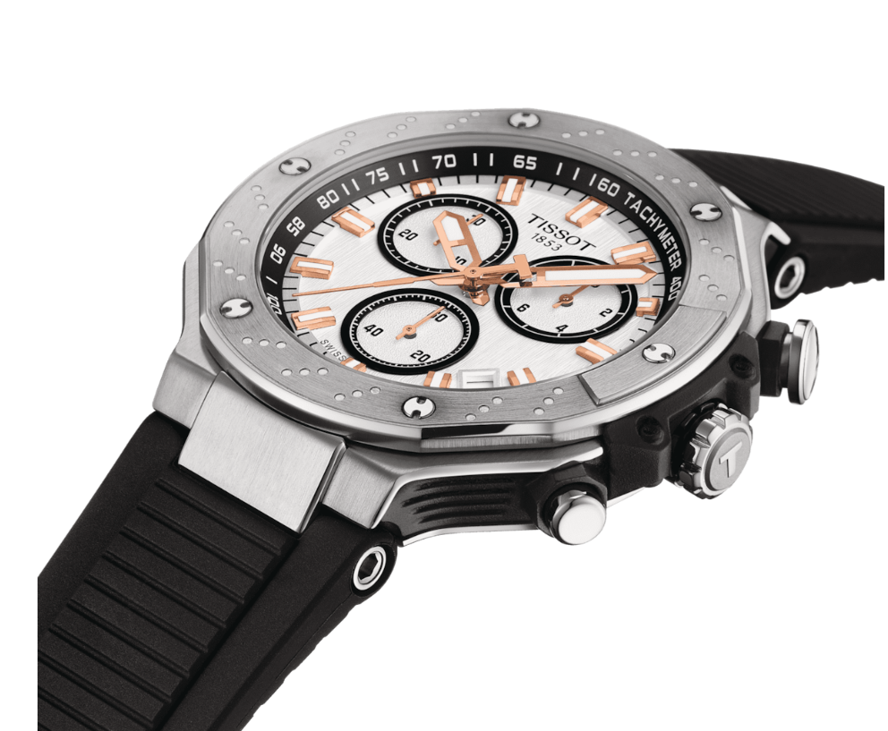 Pre-owned Tissot T-race Chronograph White Dial Black Strap Men's Watch T1414171701100