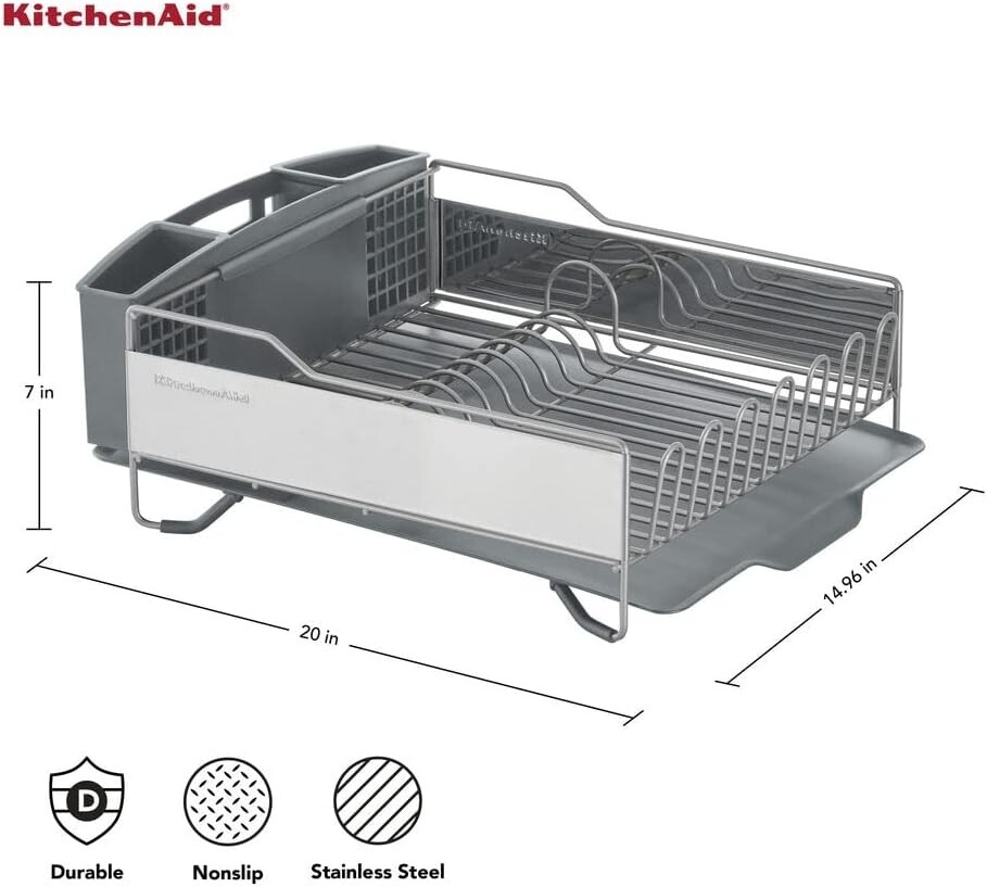 KitchenAid Large Capacity,Full Size, Rust Resistan Dish Rack with Self Draining