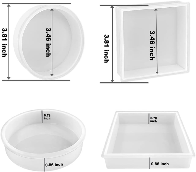8 Pack Deep Coaster Molds, Square Round Coaster Resin Molds, Small Coaster Silic