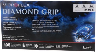 Microflex MF300XL Powder Free Diamond Grip Latex Gloves XL (100 Gloves per Box)