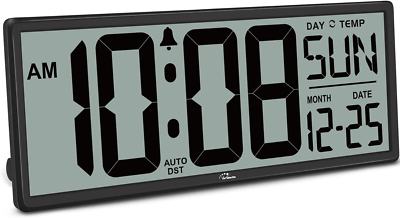 WallarGe 14.5 Large Digital Wall Clock Battery Operated with