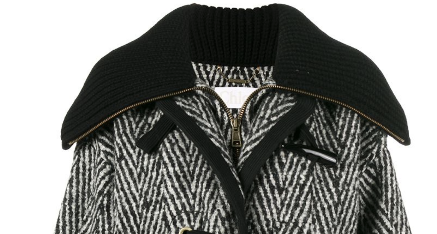 Pre-owned Chloé Cult Stripe Oversized Cocoon Coat Waist Long Jacket Parka 36 In Black