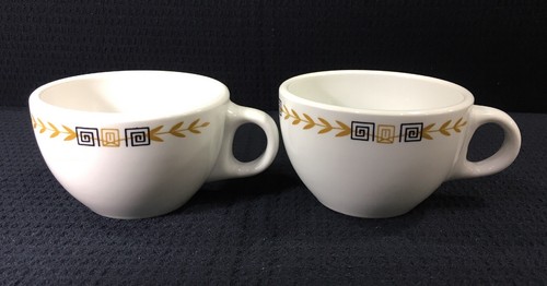 Shenango China Restaurant Ware Set Of 2 Vintage 8 Oz Coffee Cups USA Geometric