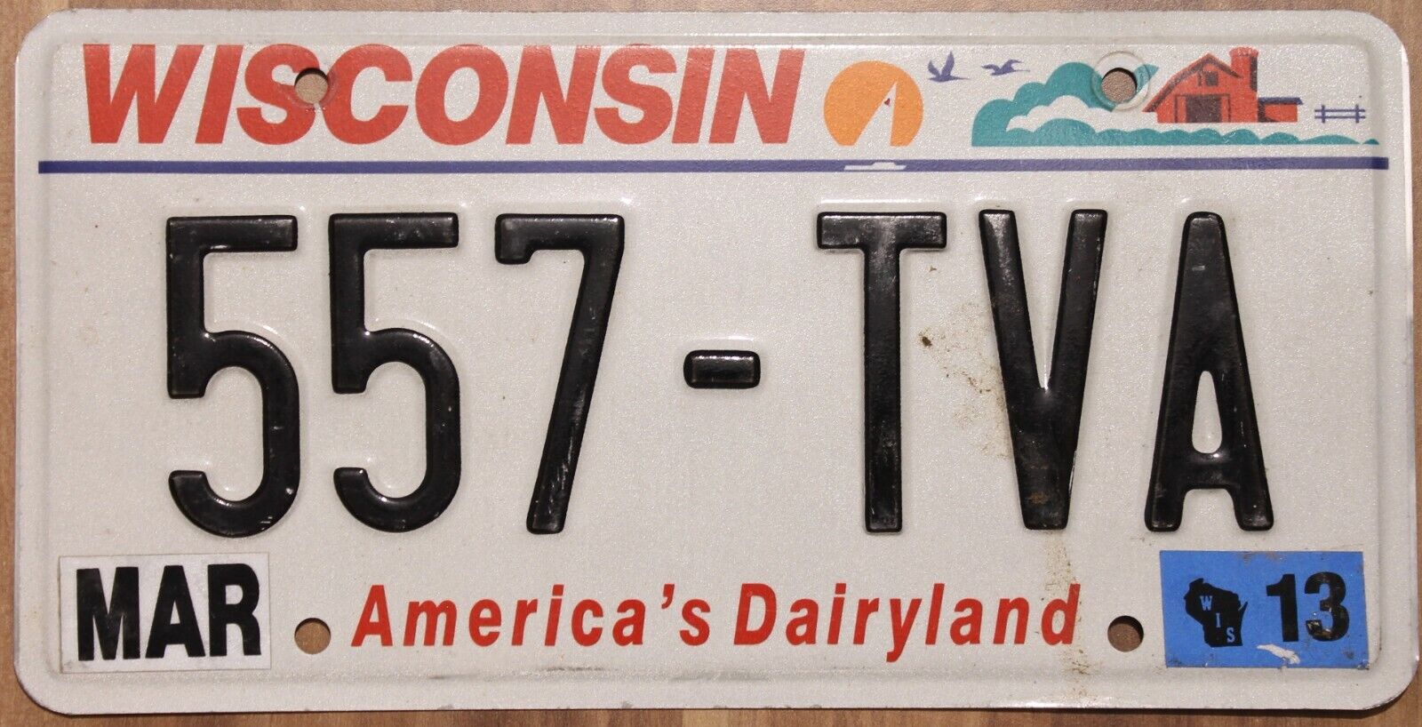 Original Nummernschild Kennzeichen License plate USA Wisconsin Farm Scene