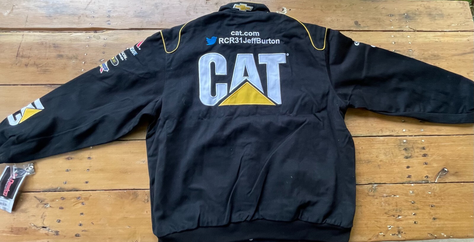 Vintage JH Design CAT Jeff Burton Nascar Racing Jacket Black