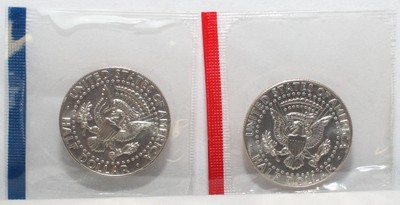 1986 P D Kennedy Half Dollars BU in US Mint Cello - 2 Coin Set