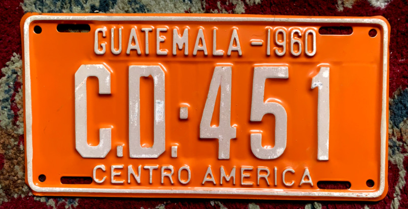 1960 Guatemala Diplomat C.D. Diplomatic License Plate Original Central America