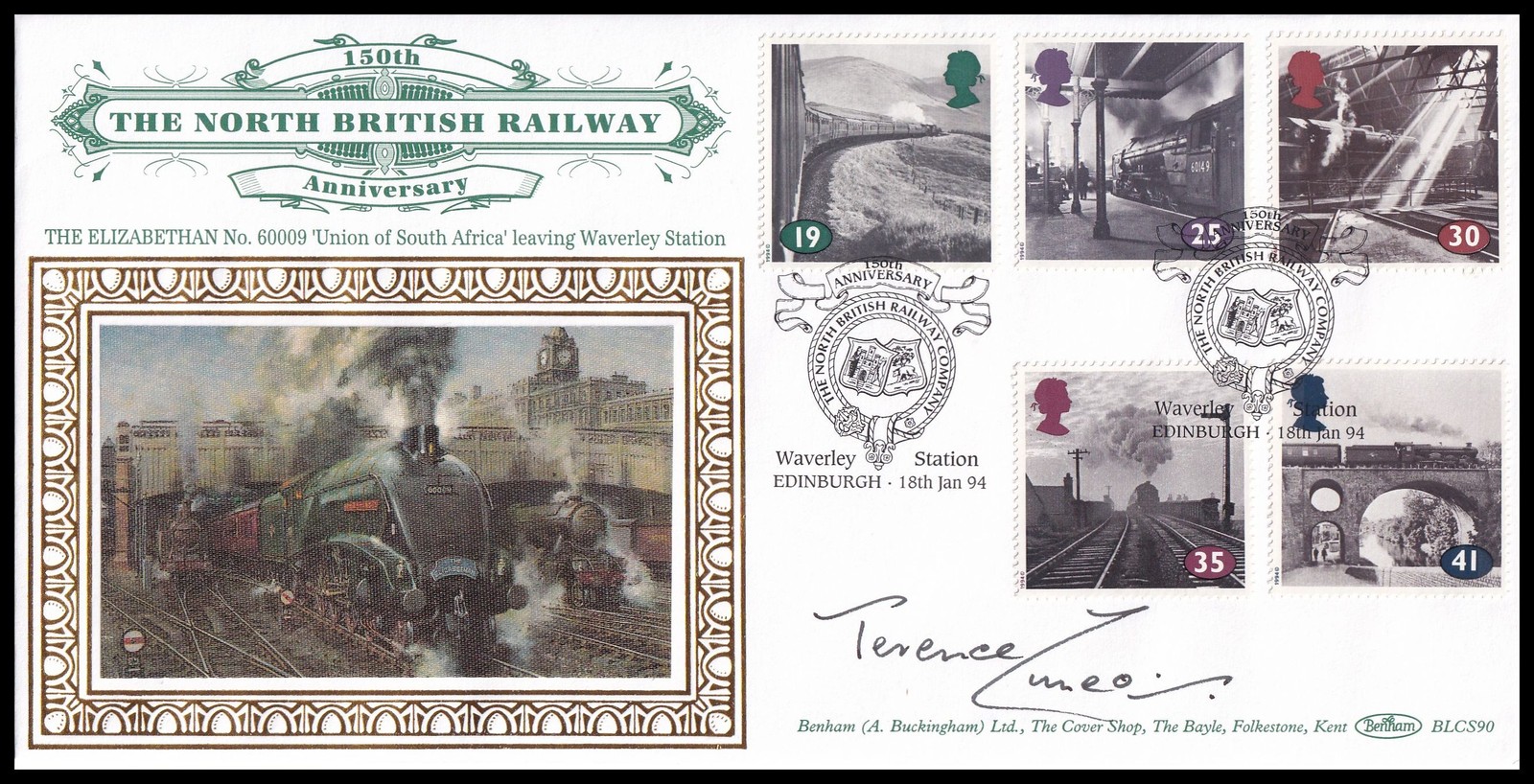 TERENCE CUNEO Signed 1994 GB The Age of Steam Benham BLCS90 FDC