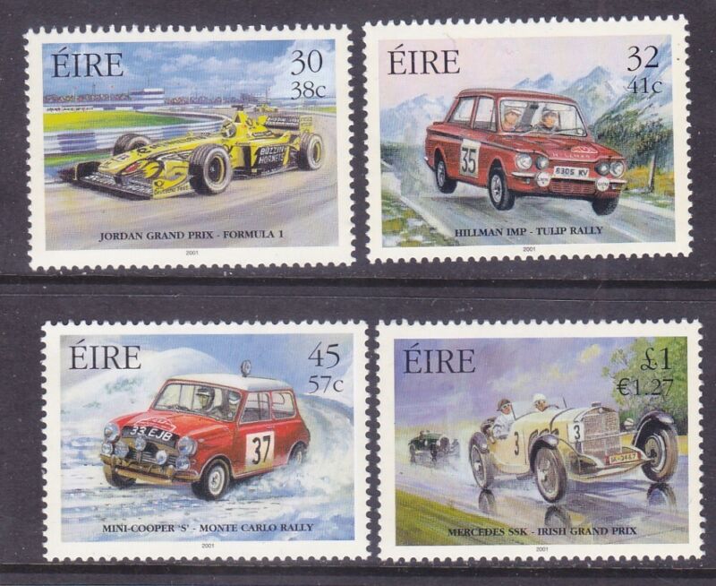 Ireland 1296-99 MNH 2001 Various Race Cars Full Set of 4 Very Fine