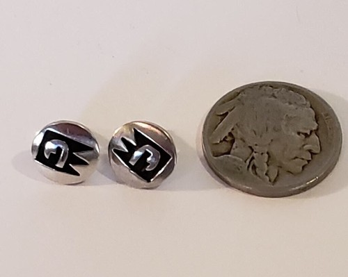 Vintage Southwestern Hopi Design Sterling Silver Overlay Post earrings