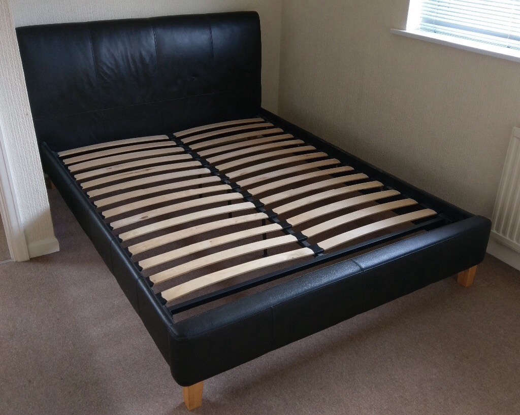 Faux leather black finish King Size bed frame in Radyr, Cardiff Gumtree
