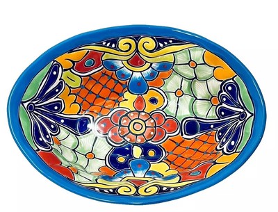 Talavera Bowl Mexican Pottery Salad Fruit Serving Dish Large 14''