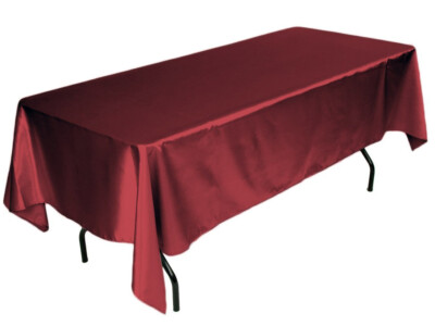 Tektrum 60 X 102 inch Rectangular Silky Satin Tablecloth - Wedding (Burgundy)