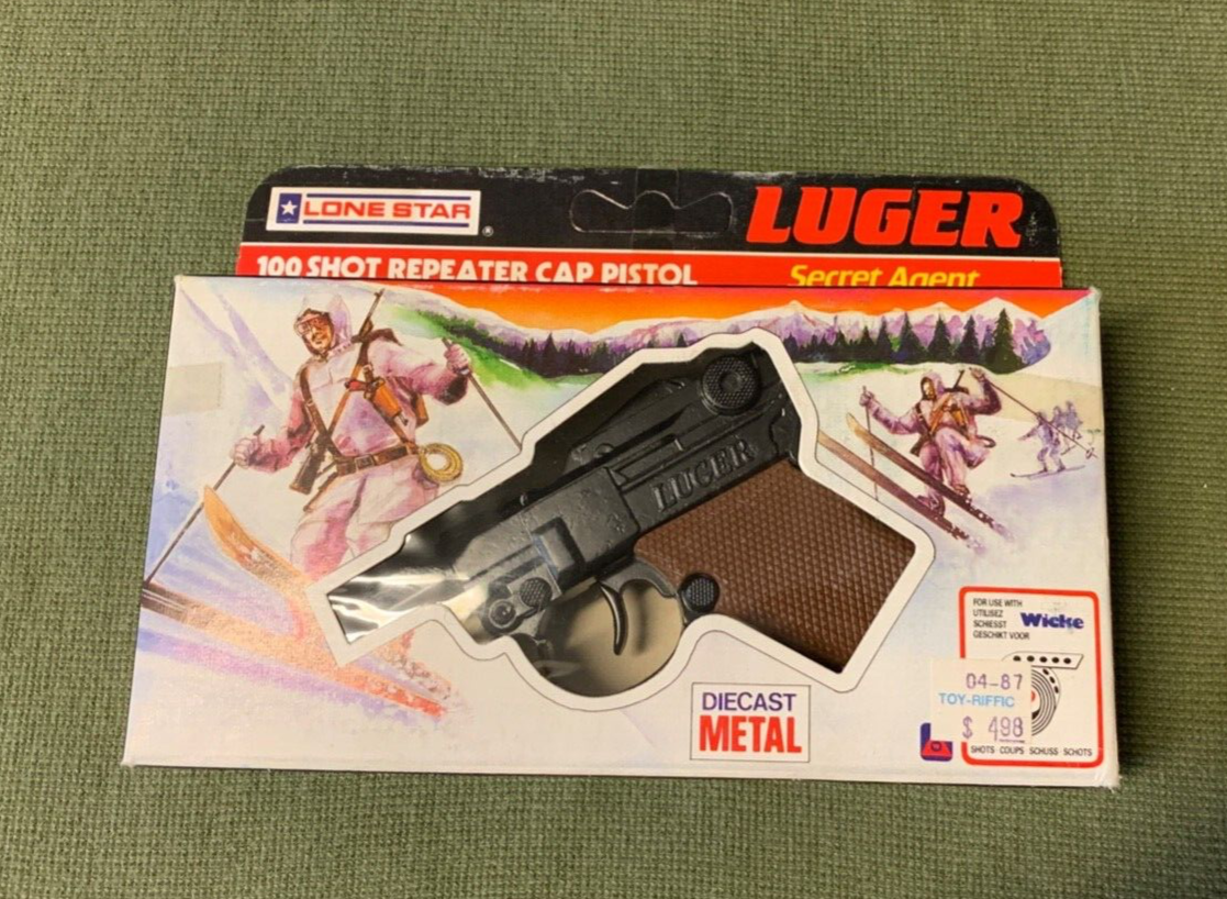 Vintage Lone Star Metal German Luger Cap Gun Pistol Secret Agent England MIB