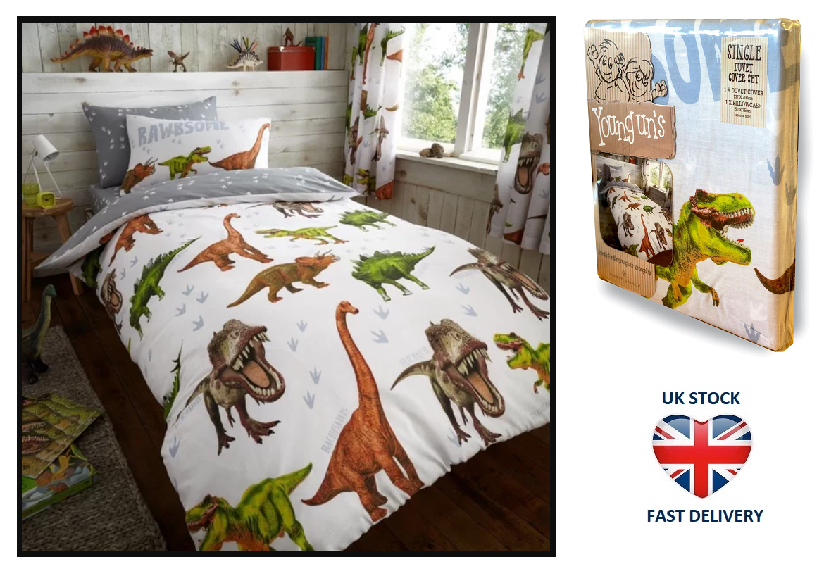 Single Bed Duvet Cover Dinosaur Dinos Reversible Cover Pillow